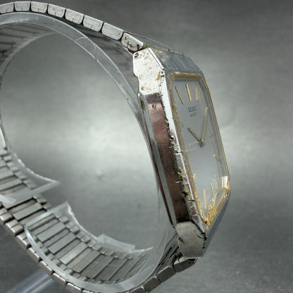 Seiko Tank Watch Men 27mm Silver Tone Silver Tone 6530-5530 New Battery Vintage3