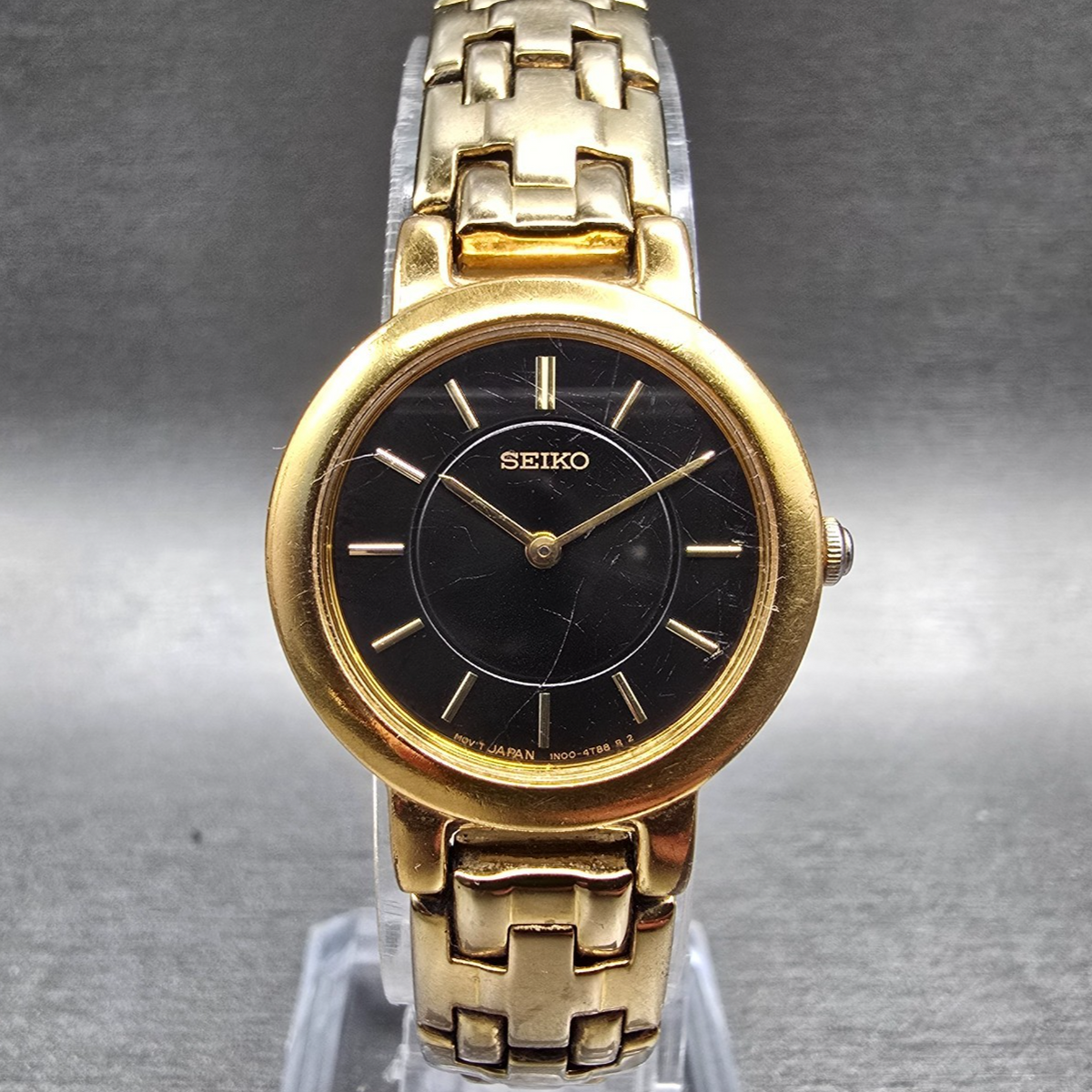 Seiko Watch Women 24mm Brown Dial Gold Tone Round 1N00-1E19 New Battery VTG JP20