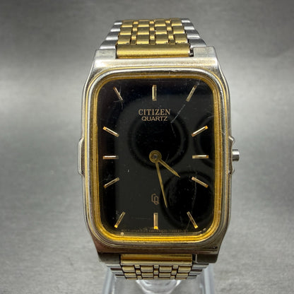 Citizen CQ Tank Watch Men 24mm Black Dial Two Tone Rectangle 5020-917817 PARTS0