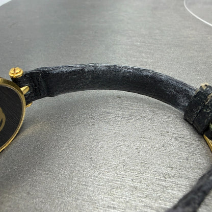 Gucci 2000L Watch Women 22mm Black Dial Gold Plated Round New Battery VTG PRWQ10