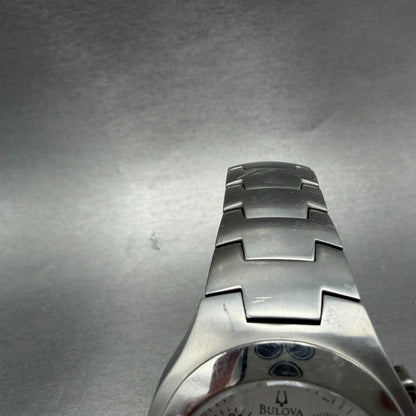 Bulova Marine Star Chrono Watch Men 47mm Silver Dial Silver Date 96B98 New Batt4