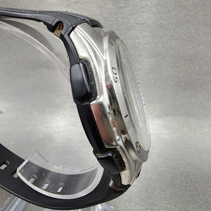 Casio Wave Ceptor Watch Men 43mm White Dial Black Tone Date Chrono Solar Runs3