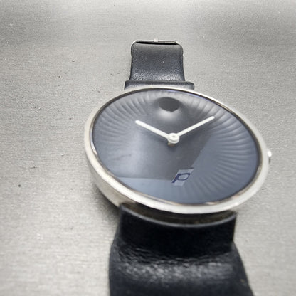Movado Edge Watch Men 40mm Black Dial Silver Tone Round MO.02.1.14.6186 READ!!!2