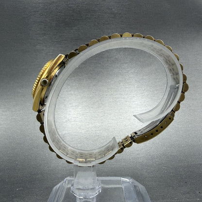 Seiko Watch Women 25mm Gold Dial Gold Tone Daydate Round 7N83-0041 New Battery7H6