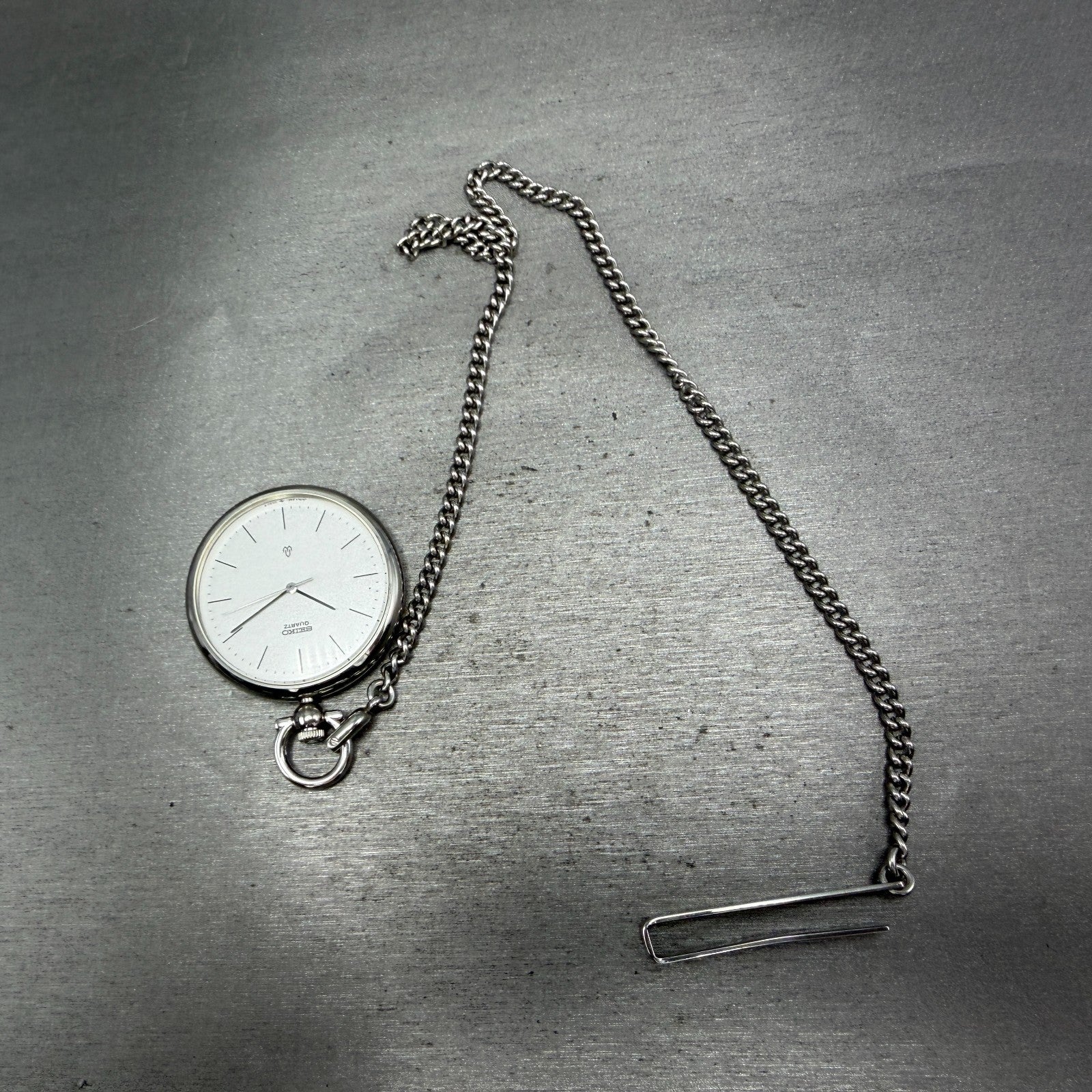 Seiko Pocket Watch Men 37mm Silver Dial Silver Tone Round 2621-0120 New Battery6