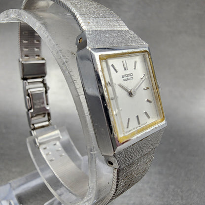 Seiko Watch Women 16mm Silver Dial Silver Tone Rectangle 2C20-5299 New Battery
