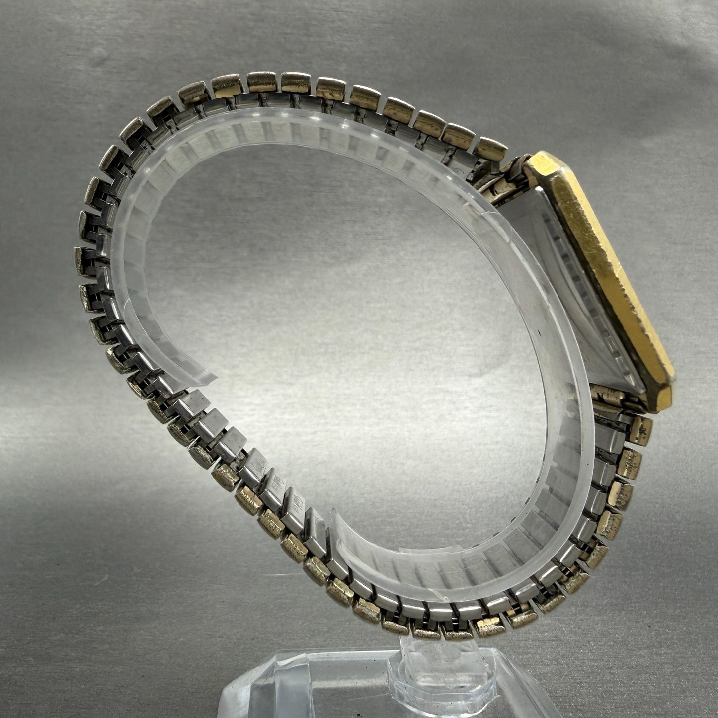 Seiko Tank Watch Men 28mm Champagne Dial Gold Tone Rectangle 7810-5029 PARTS9