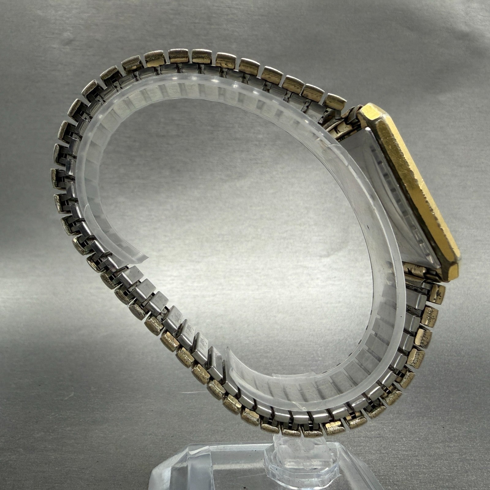 Seiko Tank Watch Men 28mm Champagne Dial Gold Tone Rectangle 7810-5029 PARTS9