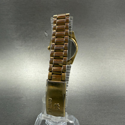 Seiko SQ Watch Women 25mm Gold Dial Gold Tone Daydate Round 2A23-0039 NewBat VJK7