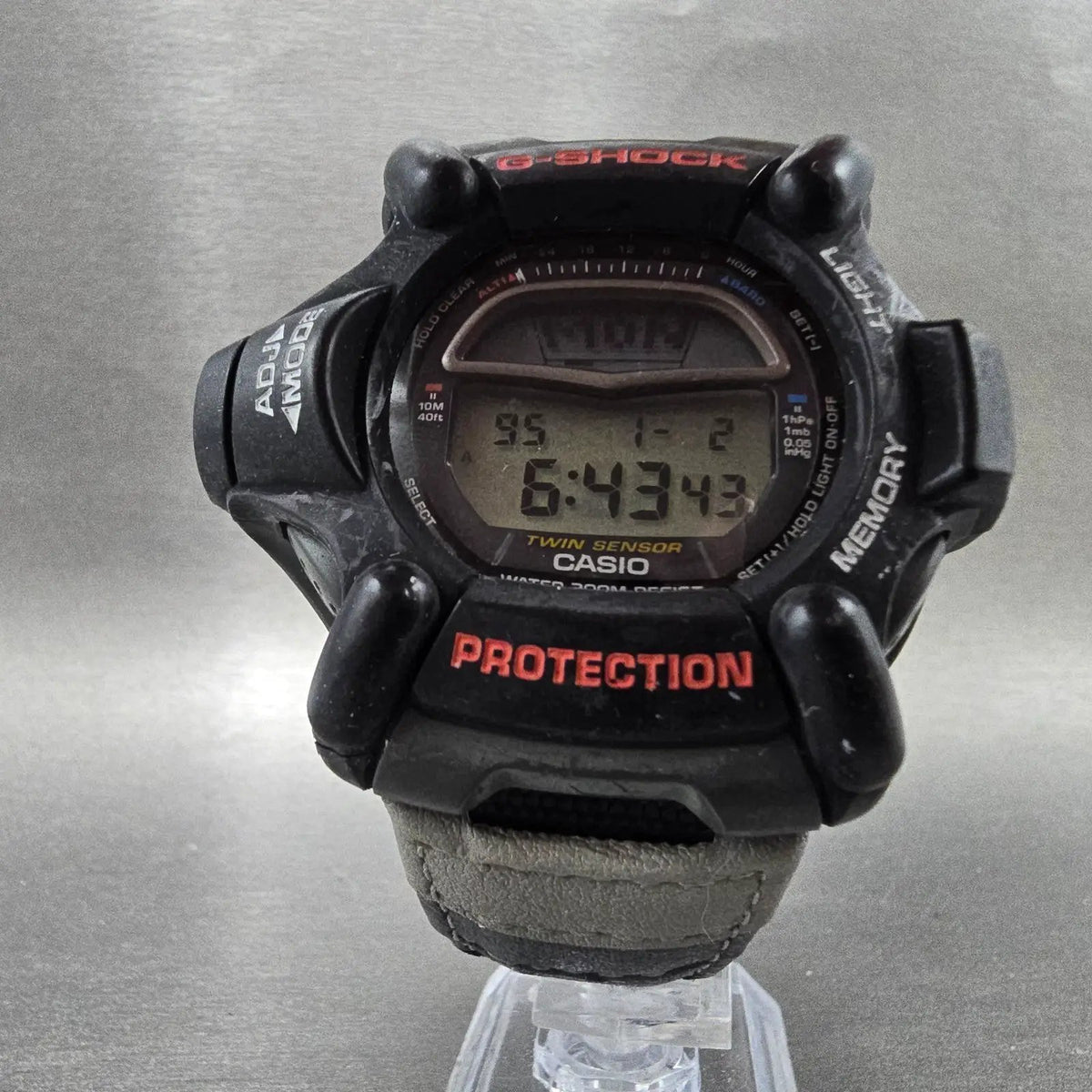 Casio G-Shock Riseman DW-9100 Watch Men 54mm Black Alarm Chronograph New batt JP5
