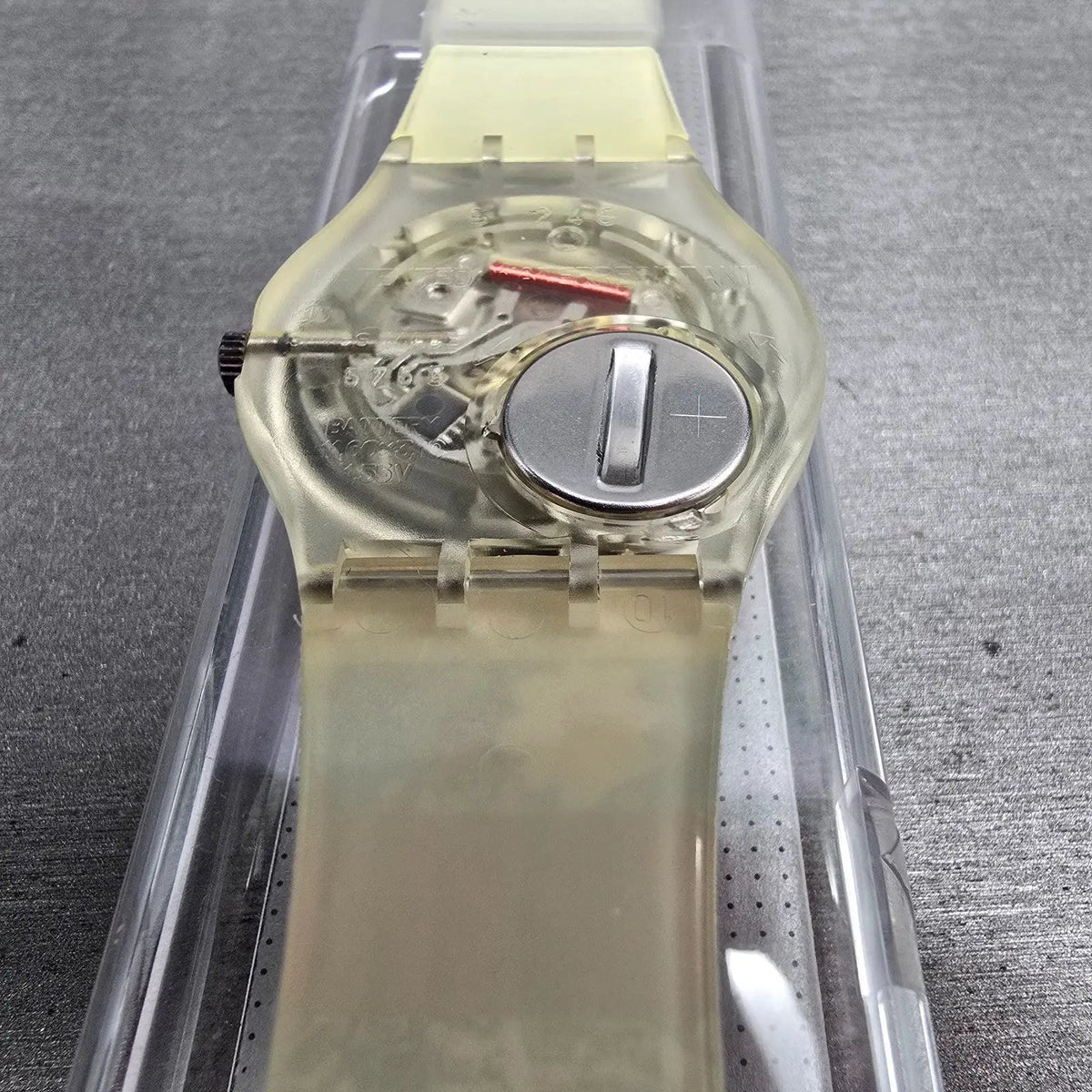 Swatch The People Watch Men 34mm Blue Dial Clear Case GZ126 New Battery NOS13