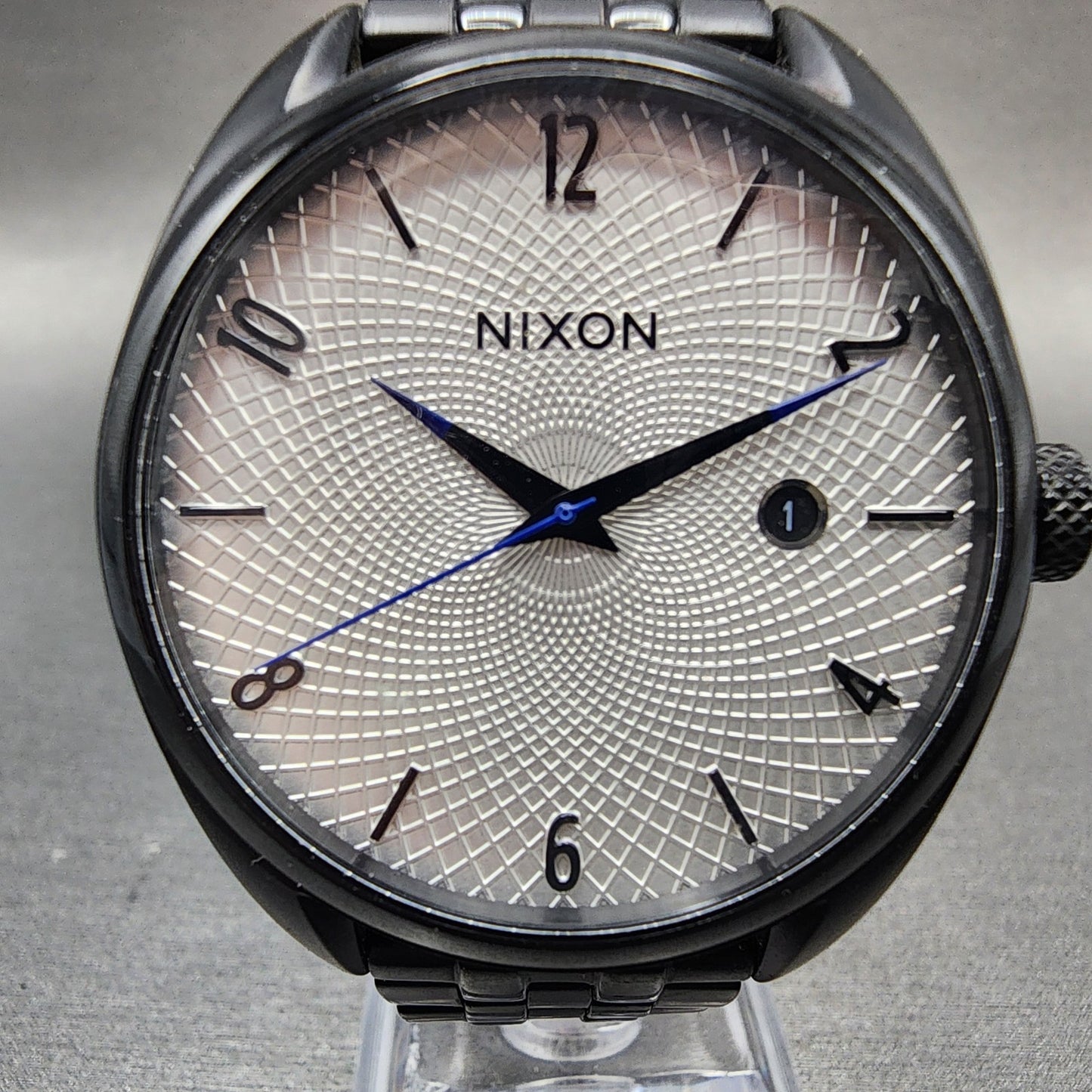 Nixon The Bullet Watch Women 38mm White Dial Black Tone Date Round New Battery1