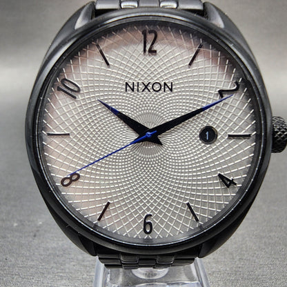 Nixon The Bullet Watch Women 38mm White Dial Black Tone Date Round New Battery1