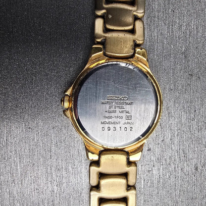 Seiko Watch Women 23mm White Dial Gold Tone Round 1N00-1F00 New Battery Vintage10