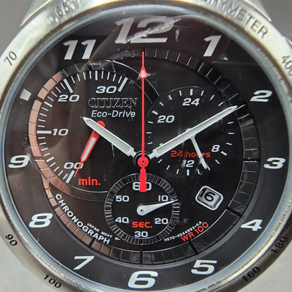 Citizen Eco-Drive Chronograph Watch Men 57mm Black Dial Steel H570-S041287 Runs1