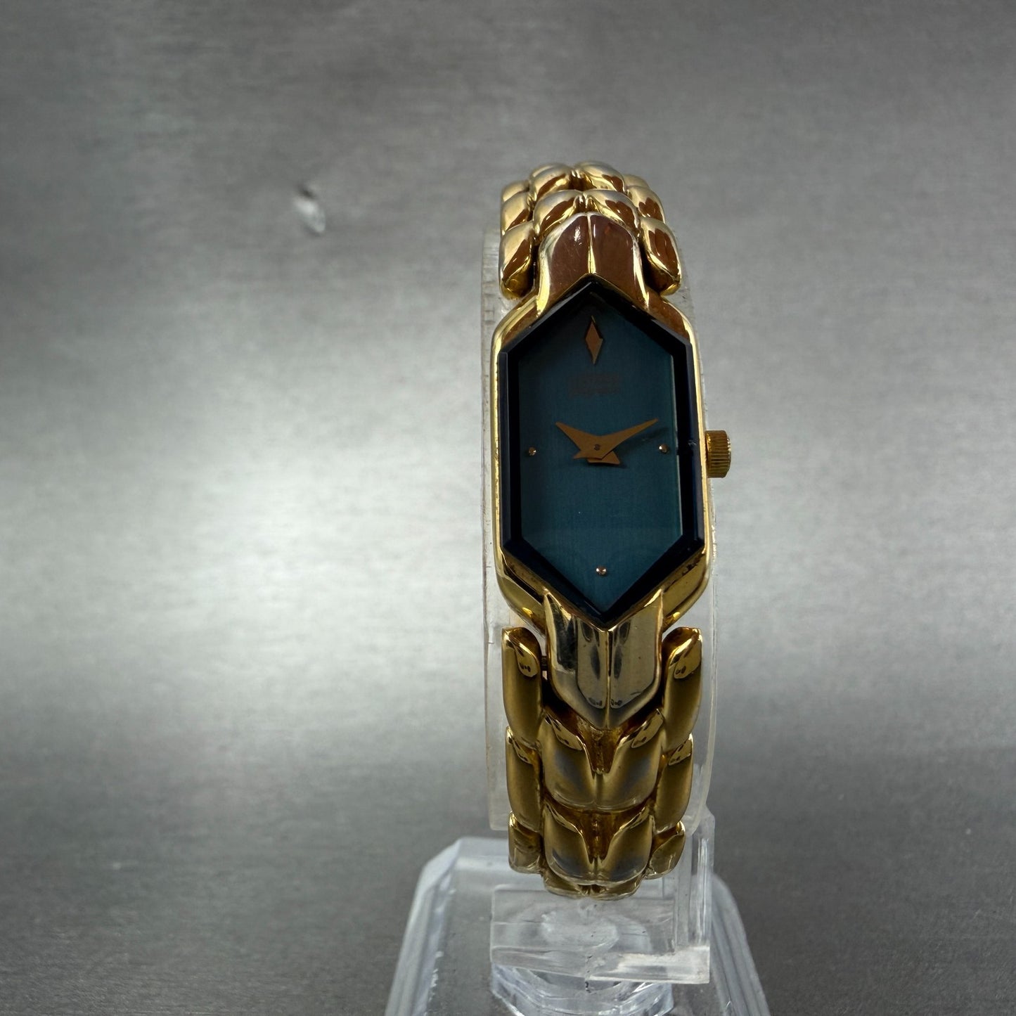 Citizen Elegance Watch Women 13mm Blue Dial Gold Tone Hexagon New Battery ABCY5