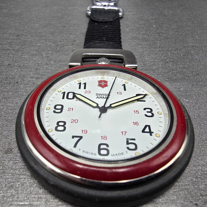 Victorinox Swiss Army Pocket Watch Men 48mm White Dial Black Tone 24723 New BatK2