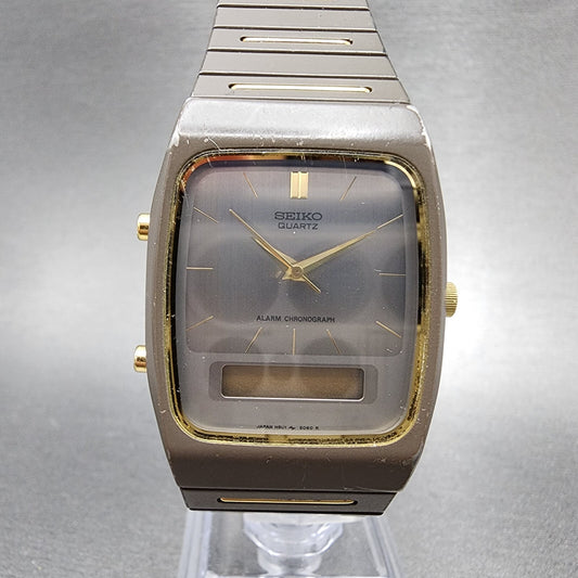 Seiko Analog Digital Watch Men 30mm Silver Dial Two Tone H601-5039 PARTS