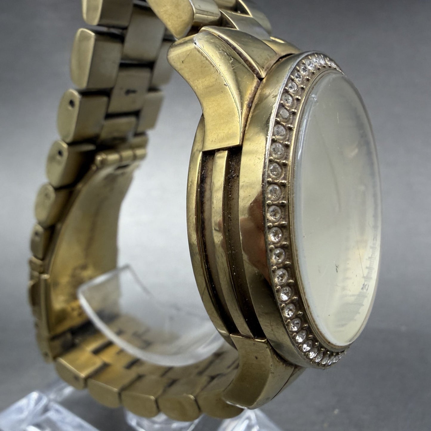 Michael Kors Chrono Watch Women 38mm Champagne Dial Gold Tone MK-5130 New Batt3