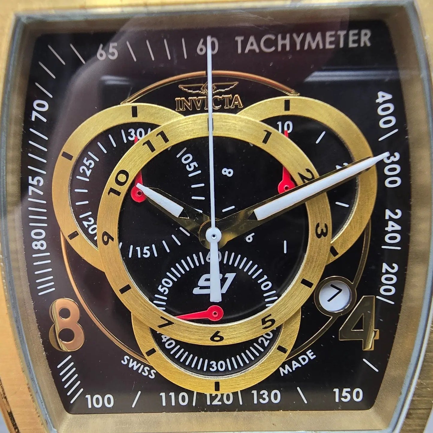 Invicta S1 Rally Chronograph Watch Men 48mm Black Dial Gold Tone 20242 New Batt1