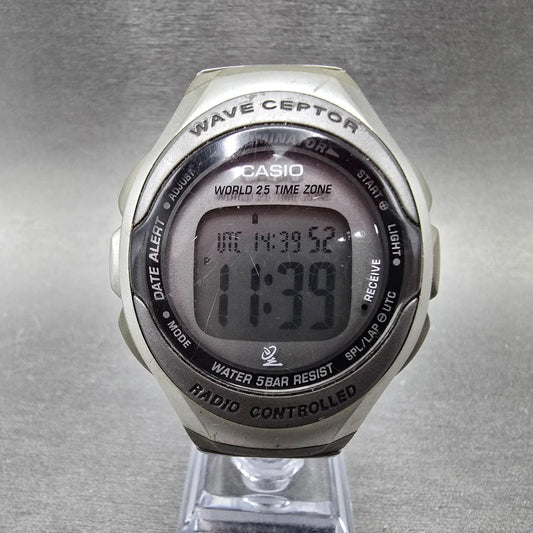 Casio WV-50H Watch Men 42mm Digital Alarm Chrono Gray Oval Waveceptor New Batt0