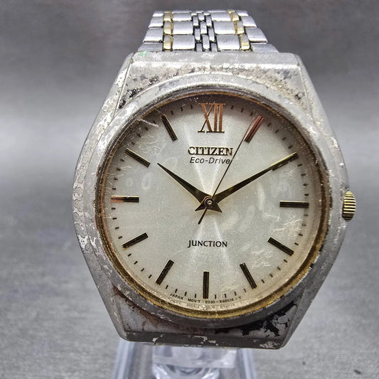 Citizen Junction Eco-Drive Watch Men 35mm Champpange Dial Two Tone Round Works F0