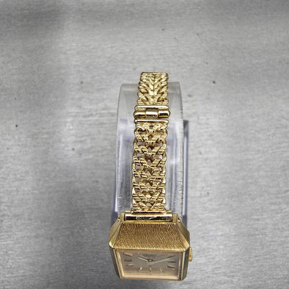 Seiko Watch Women 18mm Gold Dial Gold Tone Rectangle 2320-5300 New Battery VTG4