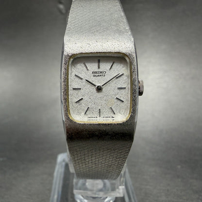 Seiko Tank Watch Women 16mm Silver Dial Silver Tone Rectangle 16-3269 New BattAB0