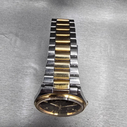 Seiko SQ Watch Men 34mm Black Dial Two Tone Daydate Round 8123-7230 New Battery4