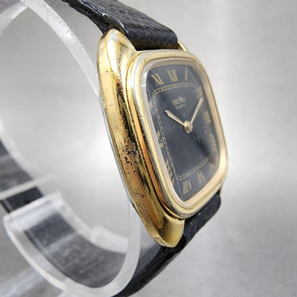 Seiko Tank Watch Women 24mm Black Dial Gold Tone Rectangle 23205140 New Battery4