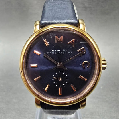 Marc Jacobs Baker Watch Women 28mm Blue Dial Rose Gold Small Seconds New Battery0