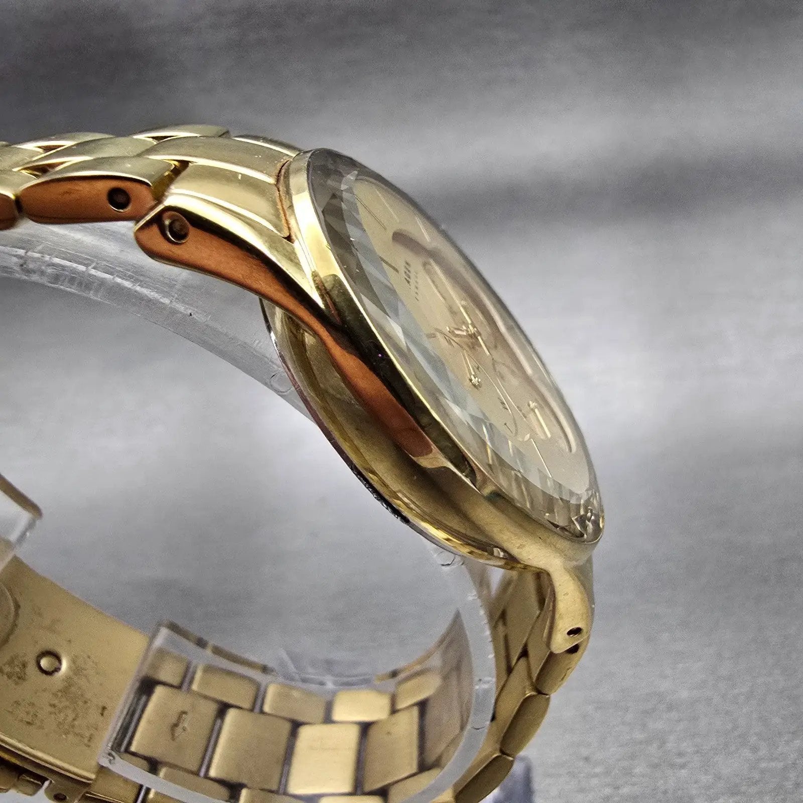 Skagen Watch Women 34mm Champagne Dial Gold Tone Daydate Round 344LGXG New Batt3