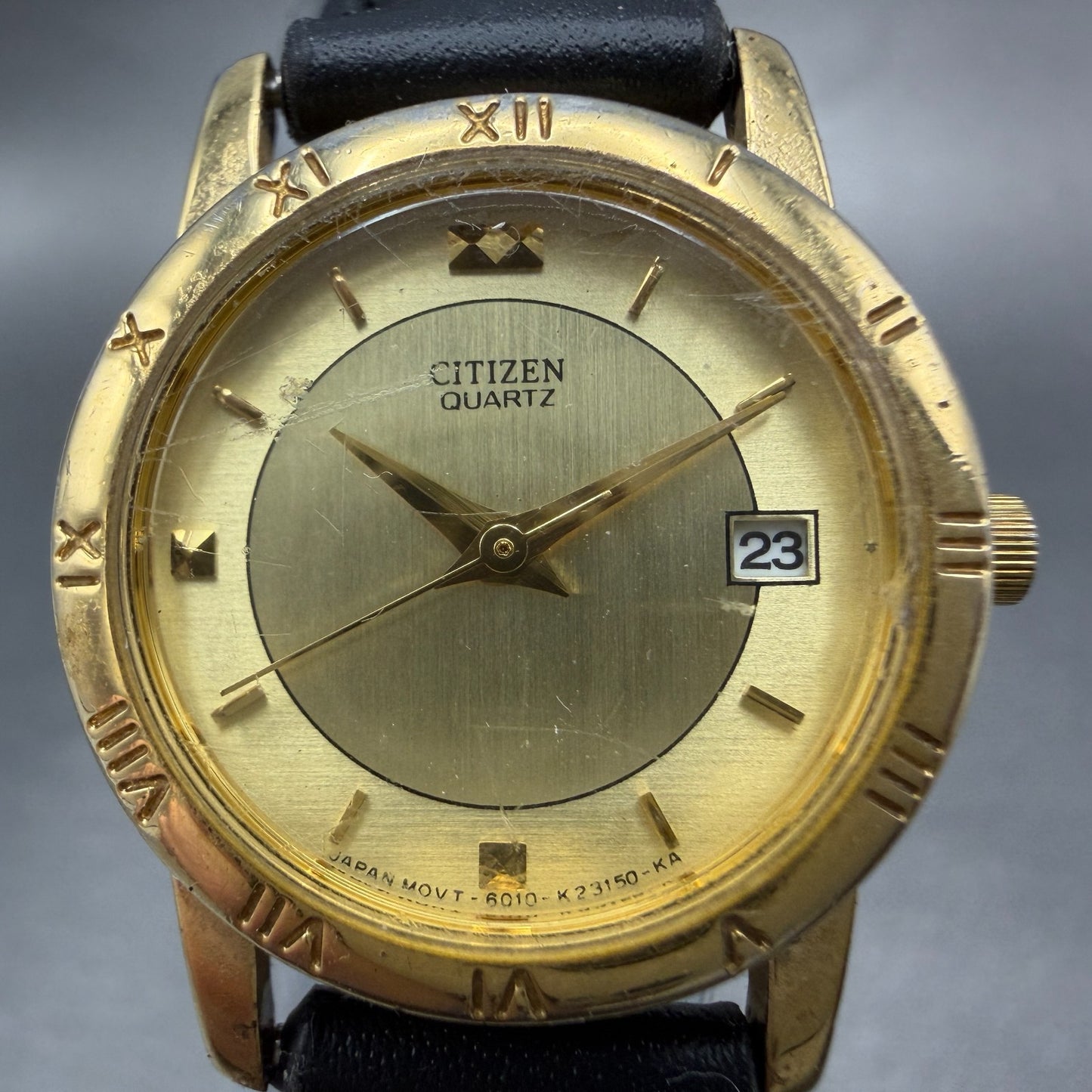 Citizen Watch Women 24mm Champagne Dial Gold Tone Date 6010-K06878 New Battery1