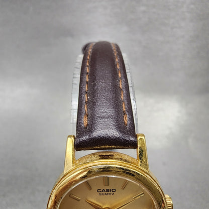 Casio LTP1095 Watch Women 23mm Gold Dial Gold Tone Round Leather New Battery4