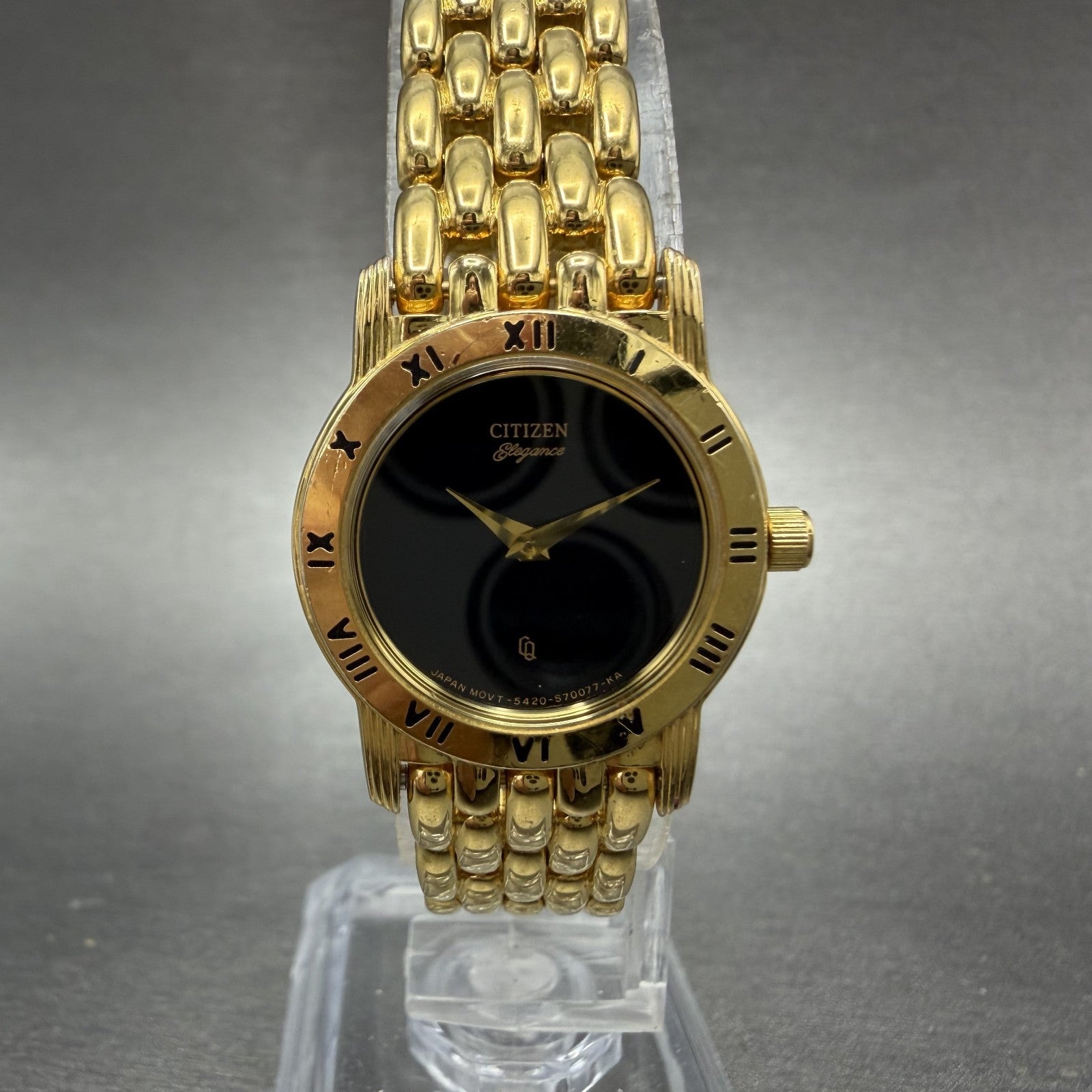 Citizen Elegance Watch Women 22mm Black Dial Gold Tone Round 5420-S26003 Newbat10