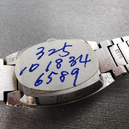 Seiko Watch Women 16mm Blue Dial Silver Tone Rectangle 165009 New Batt NOS9