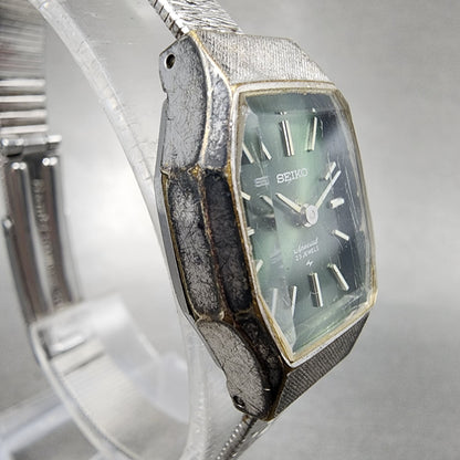 Seiko Special Watch Women 18mm Green Dial Silver Tone Manual 1140-3190 Runs