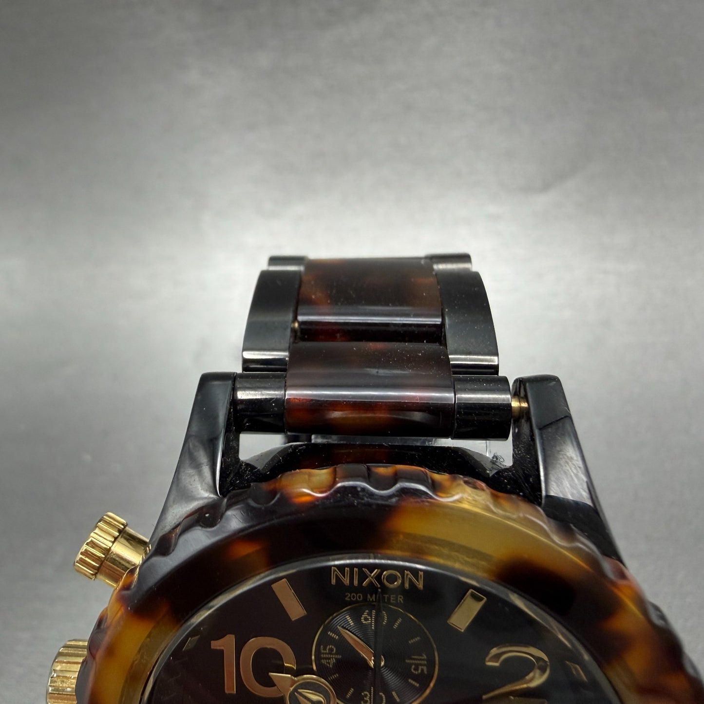 Nixon 42-20 Chrono Watch Women 42mm Black Dial Black Tortoise Date PARTS!!!!!!!!5