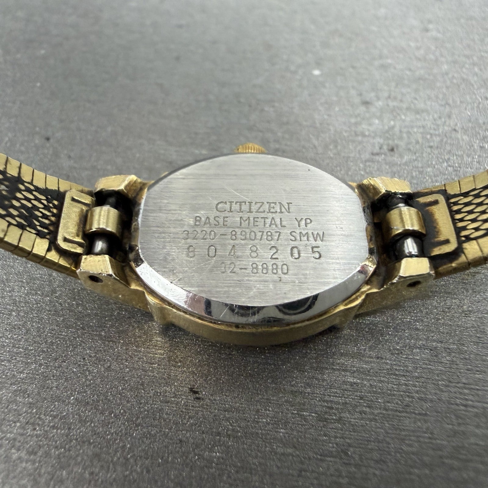 Citizen CQ Watch Women 17mm Champagne Dial Gold Tone Round New Battery VTG9