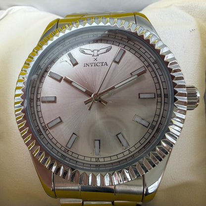 Invicta Specialty Watch Men 41mm Silver Dial Silver Round Fluted Bezel 690131