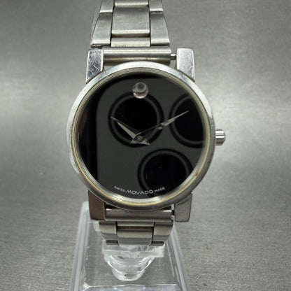 Movado Museum Watch Women 25mm Black Dial Steel Round 84.A1.0845 New Battery0