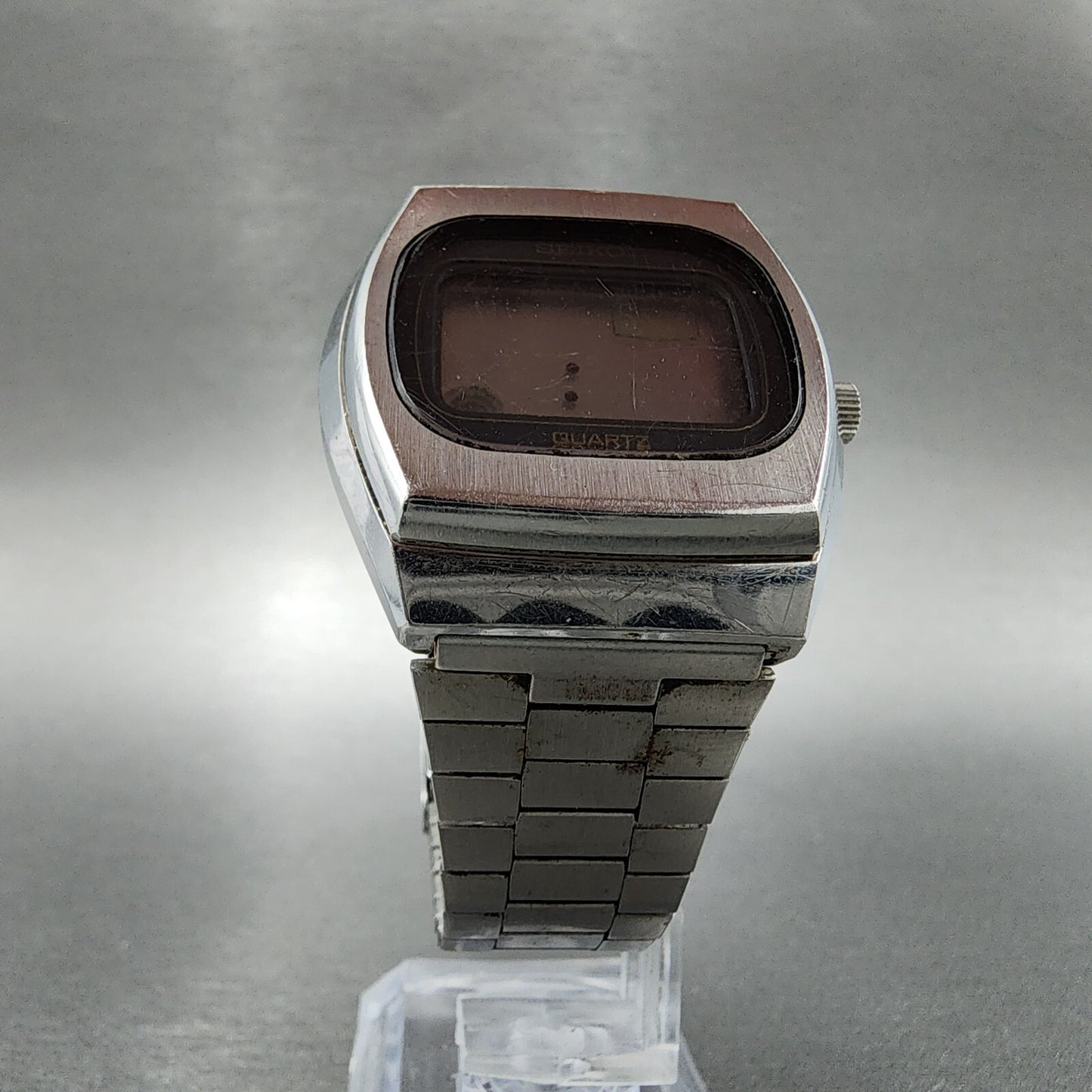 VTG Seiko Digital Watch Men 36mm Digital Steel 05335023 Rectangle PARTS6