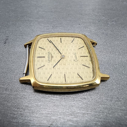 Longines Tank Watch Men 30mm Gold Dial Gold Tone Rectangle 978 READ!!!! New Batt3