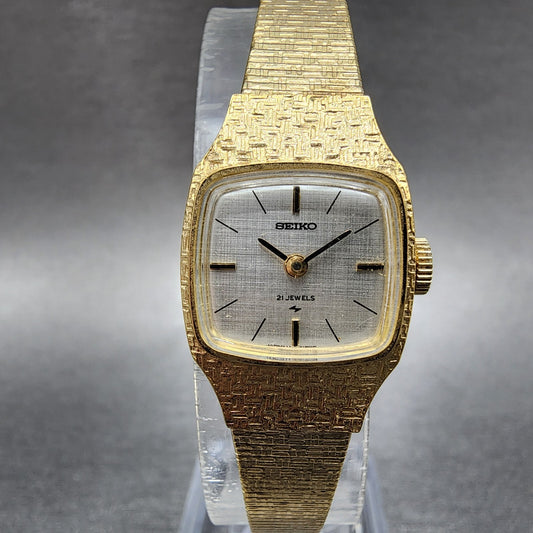 Seiko Watch Women 17mm Gold Dial Gold Gold Rectangle Manual Wind Runs 1138500