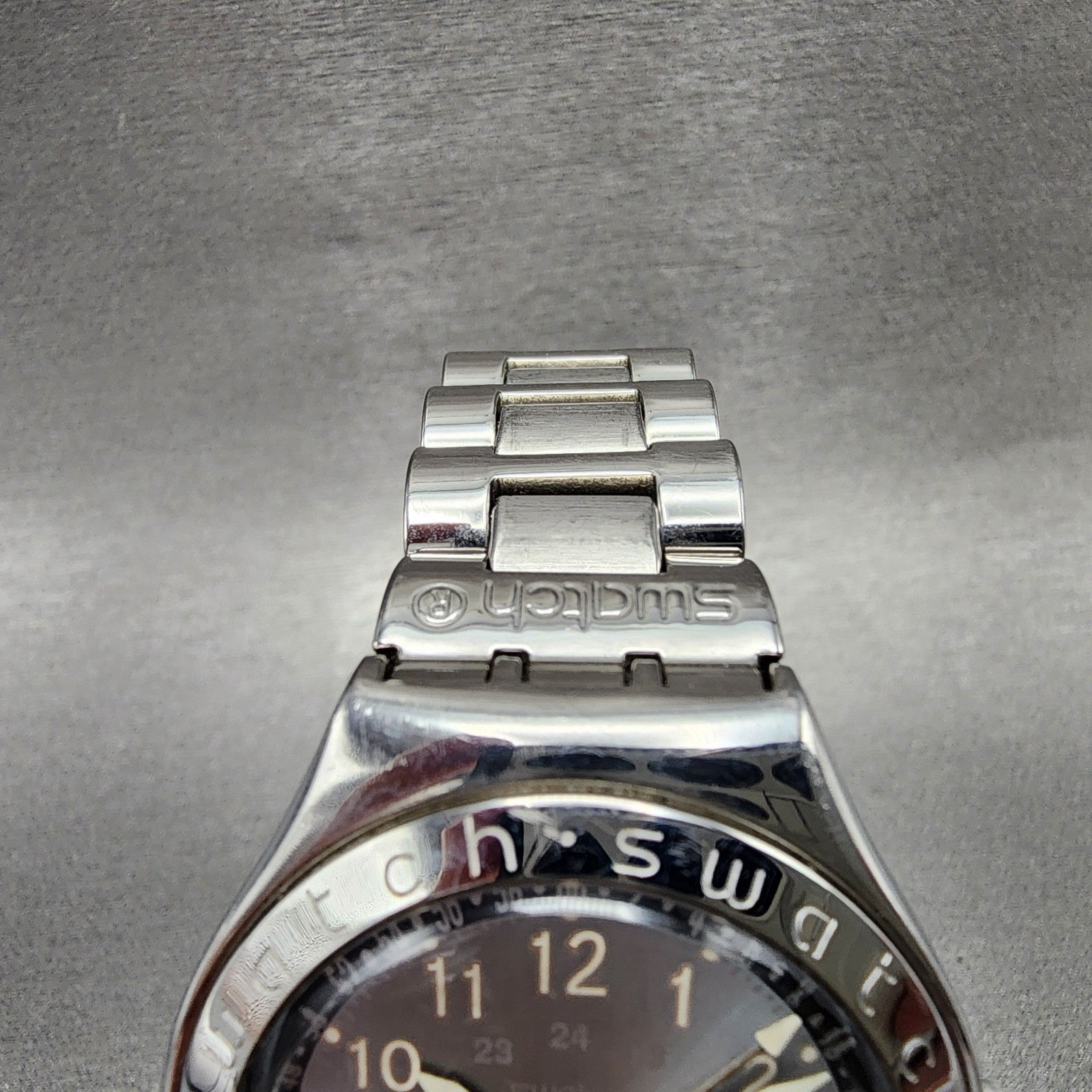 Swatch Irony Happy Joe Watch Men 37mm Gray Dial Steel Date Round New Battery CB24