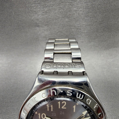 Swatch Irony Happy Joe Watch Men 37mm Gray Dial Steel Date Round New Battery CB24