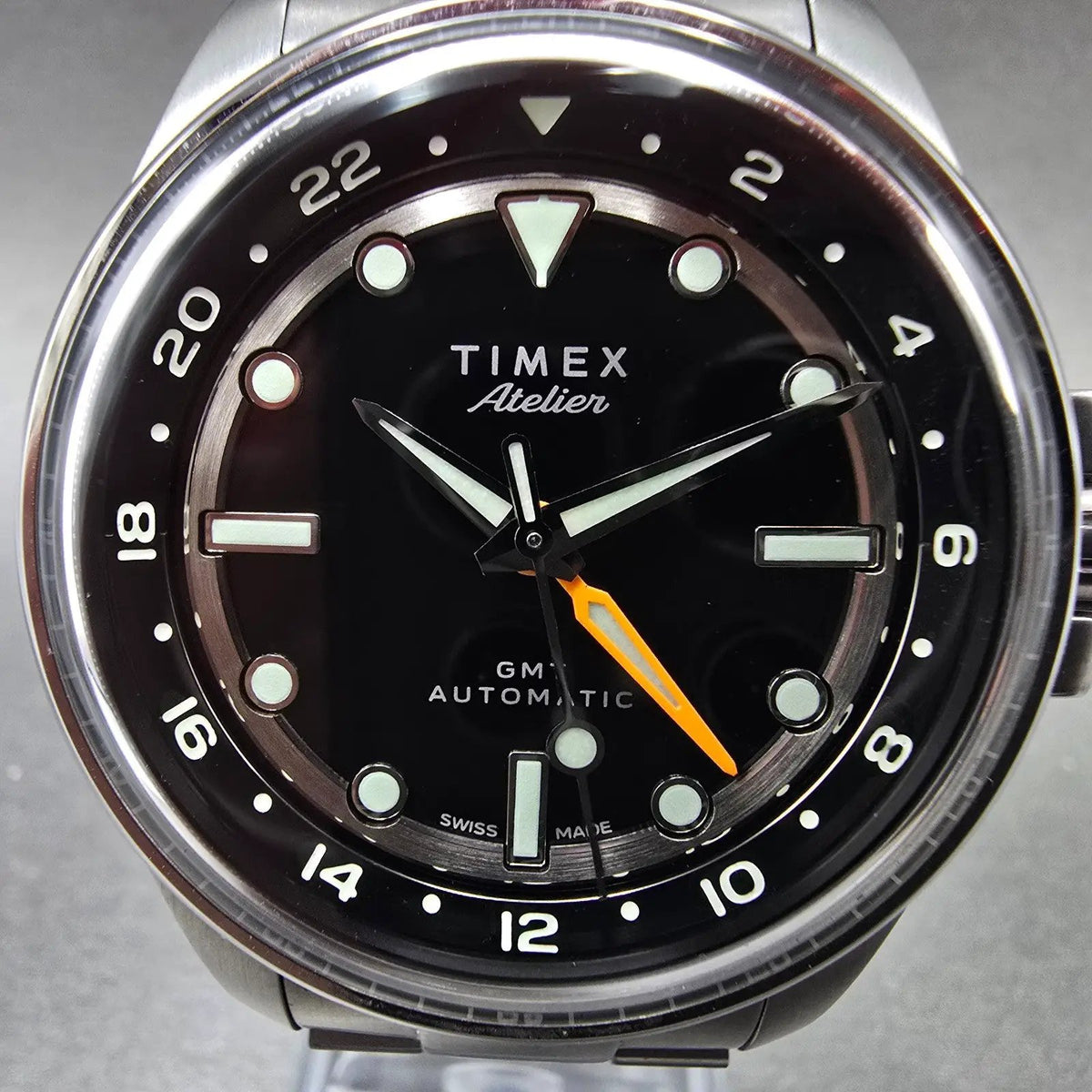 Timex Atelier GMT24 M1a Automatic Watch Men 40mm Black Dial Steel TW2Y723002