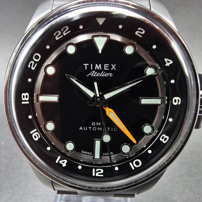 Timex Atelier GMT24 M1a Automatic Watch Men 40mm Black Dial Steel TW2Y723002