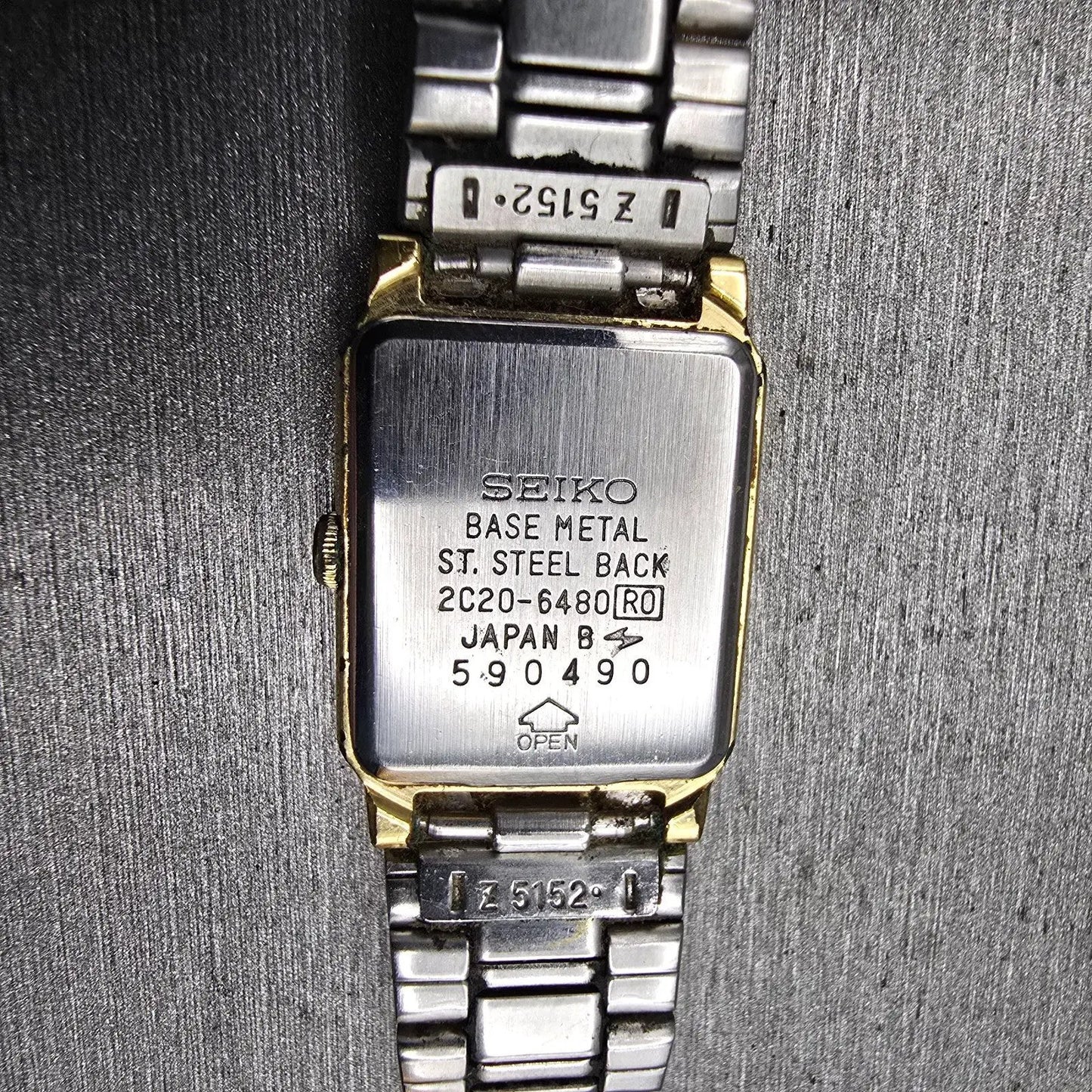 Seiko Watch Women 18mm Gold Dial Gold Tone Rectangle 2C20-6480 New Battery VTG10