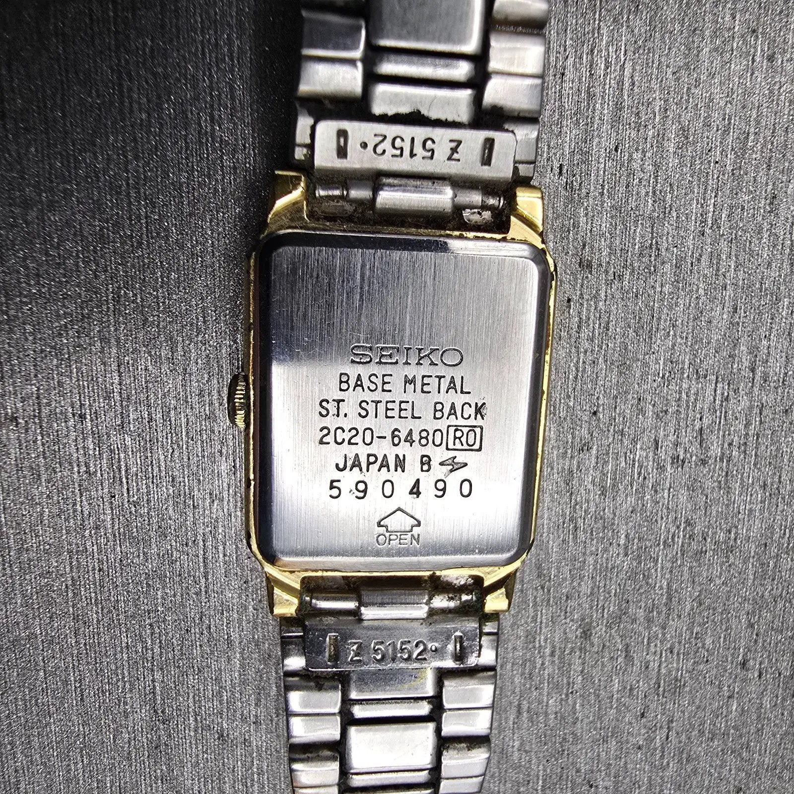 Seiko Watch Women 18mm Gold Dial Gold Tone Rectangle 2C20-6480 New Battery VTG10
